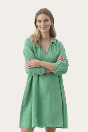 Part Two Erona linen dress Green Spruce