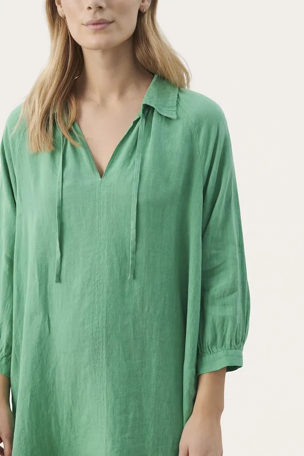 Part Two Erona linen dress Green Spruce