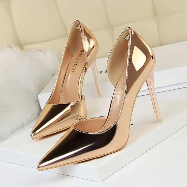 Patent Leather Pump Shoe with High Heels