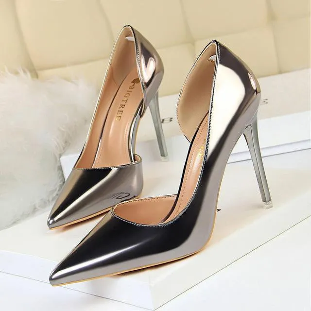 Patent Leather Pump Shoe with High Heels