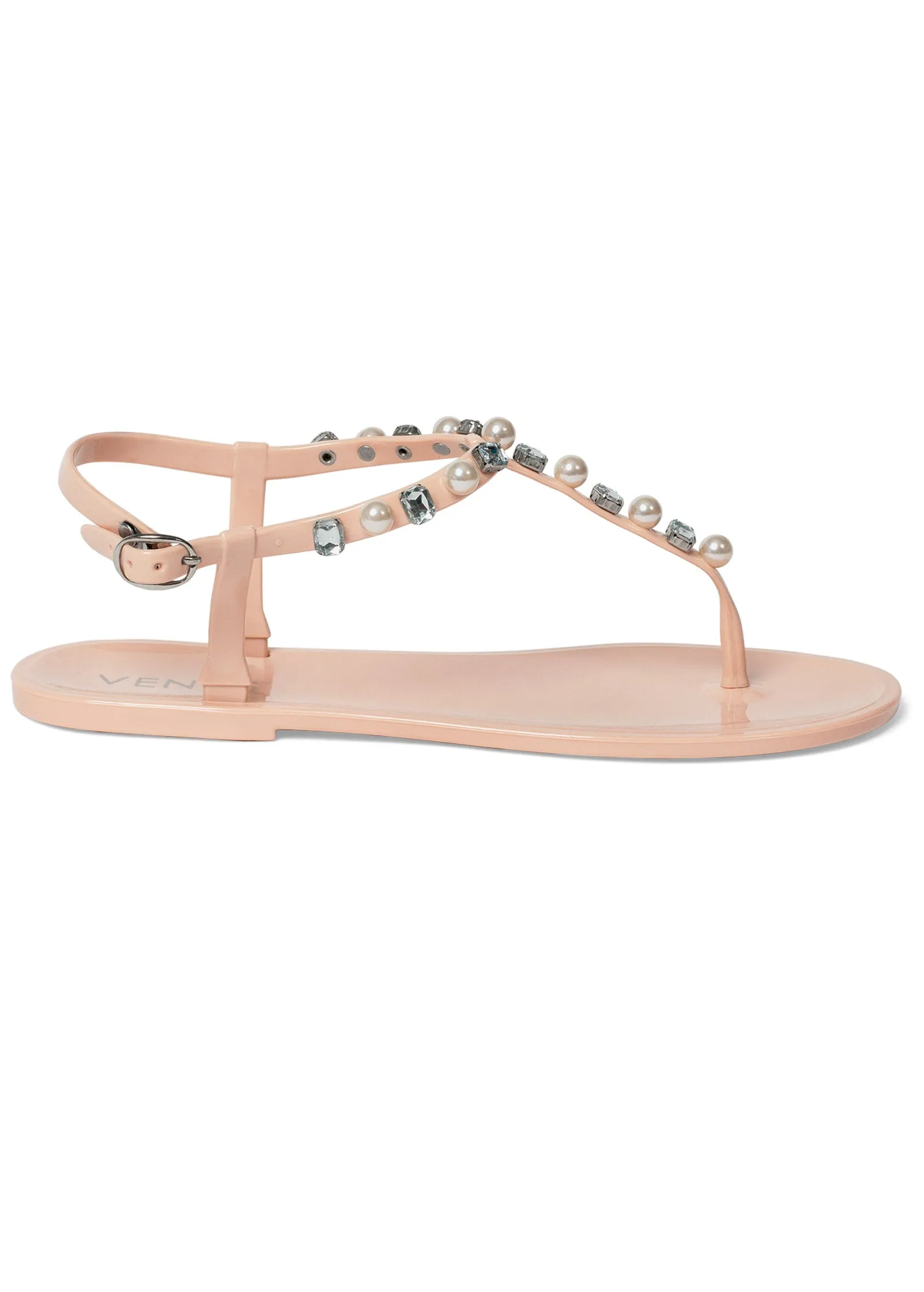 Pearl T-Strap Sandals - Blush