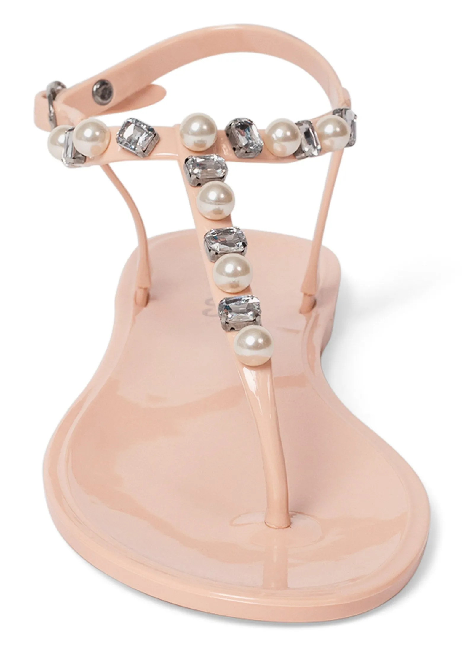 Pearl T-Strap Sandals - Blush