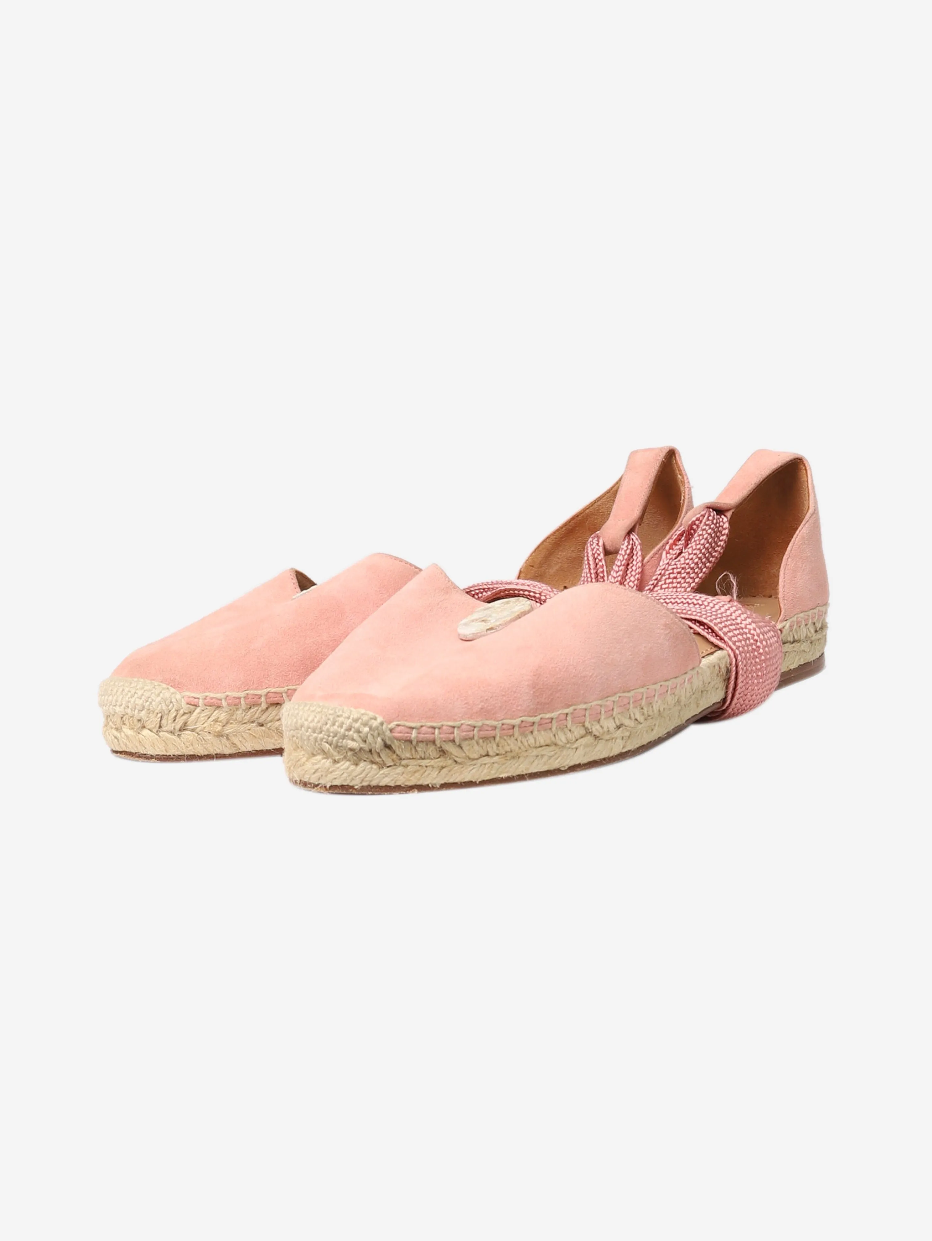 Pink suede espadrilles - size EU 38
