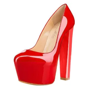 Platform Round Toe Chunky Heels Shoes