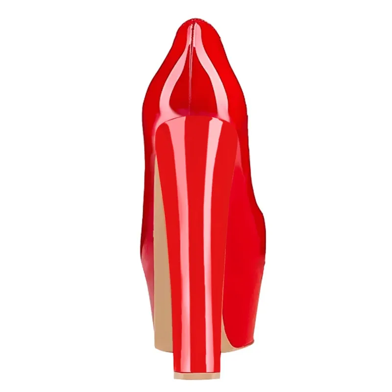 Platform Round Toe Chunky Heels Shoes