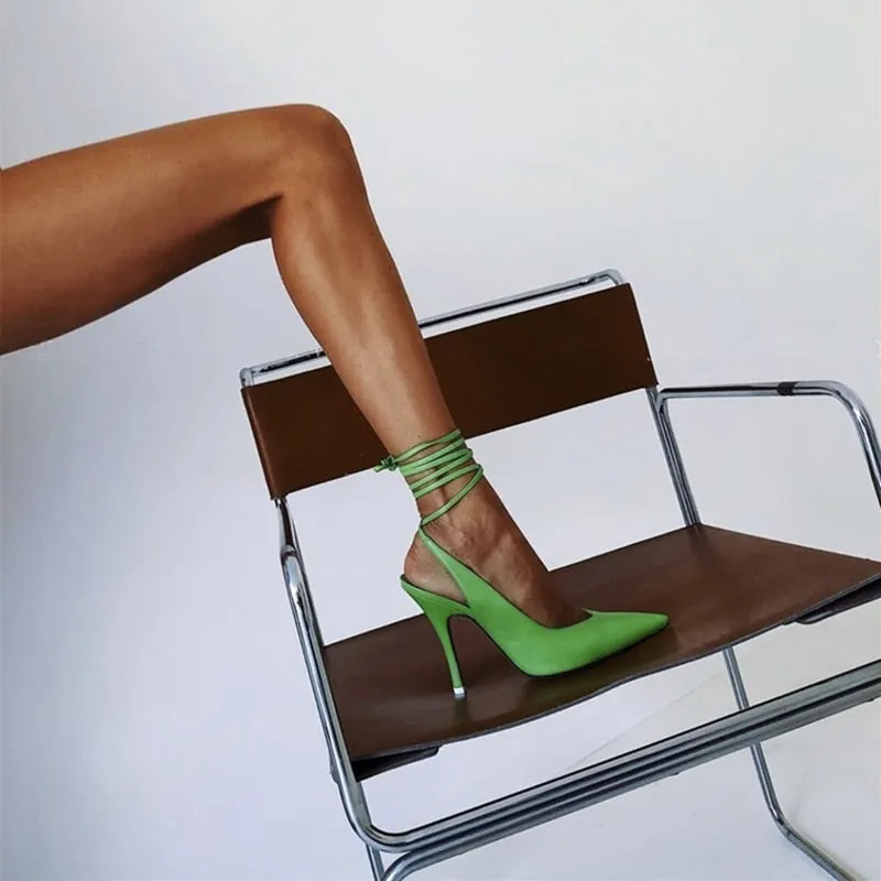 Pointed Toe Strap Bright Color High Heels