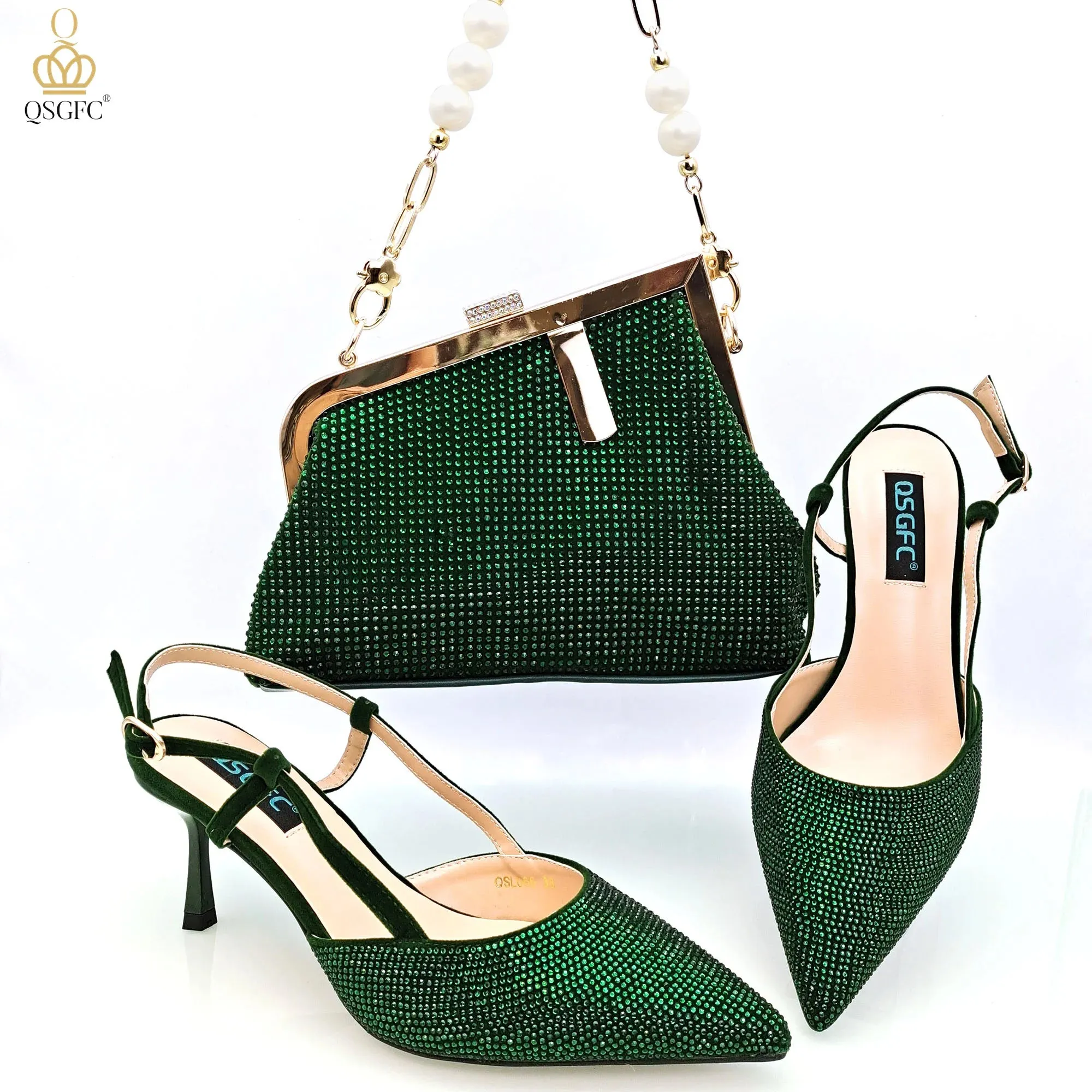 QSGFC 2023 Italian Design Wine Large Capacity Fashion Bag Shoulder Bag and Strap High Heels Commuter Shoes and Bag