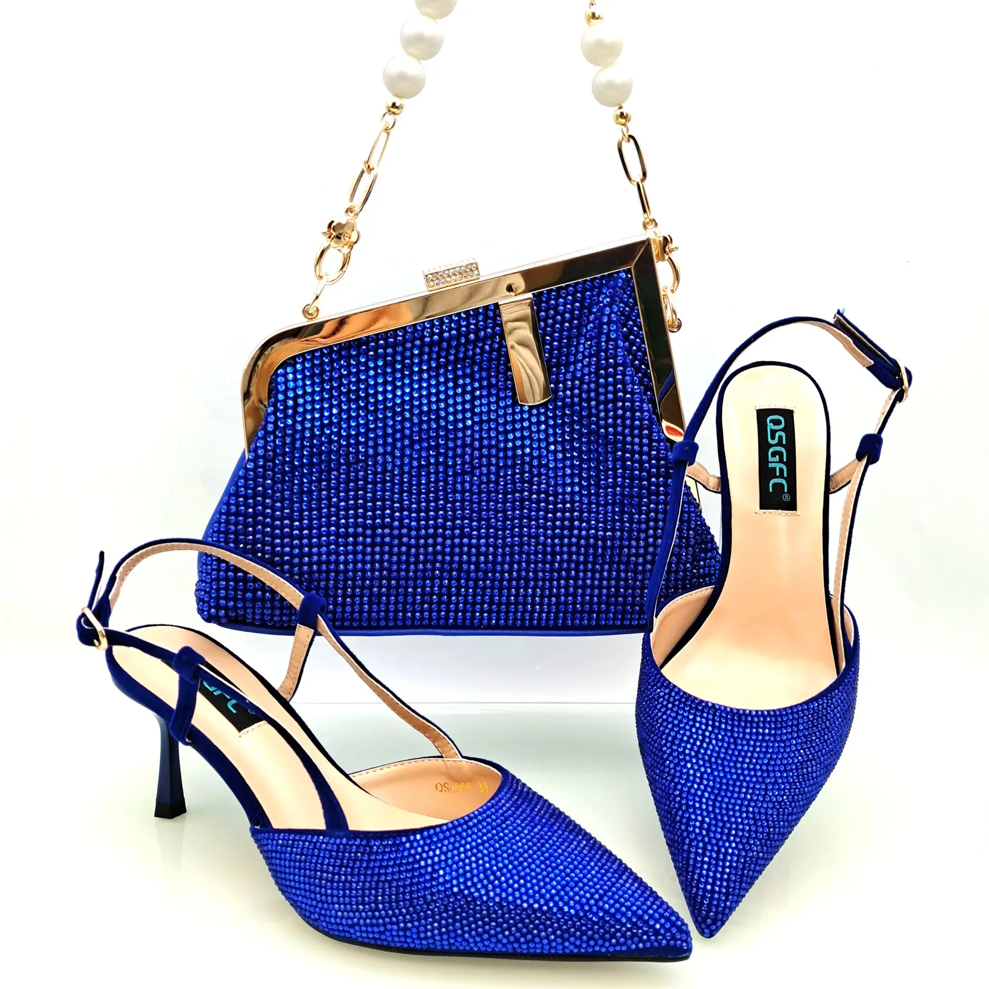 QSGFC 2023 Italian Design Wine Large Capacity Fashion Bag Shoulder Bag and Strap High Heels Commuter Shoes and Bag