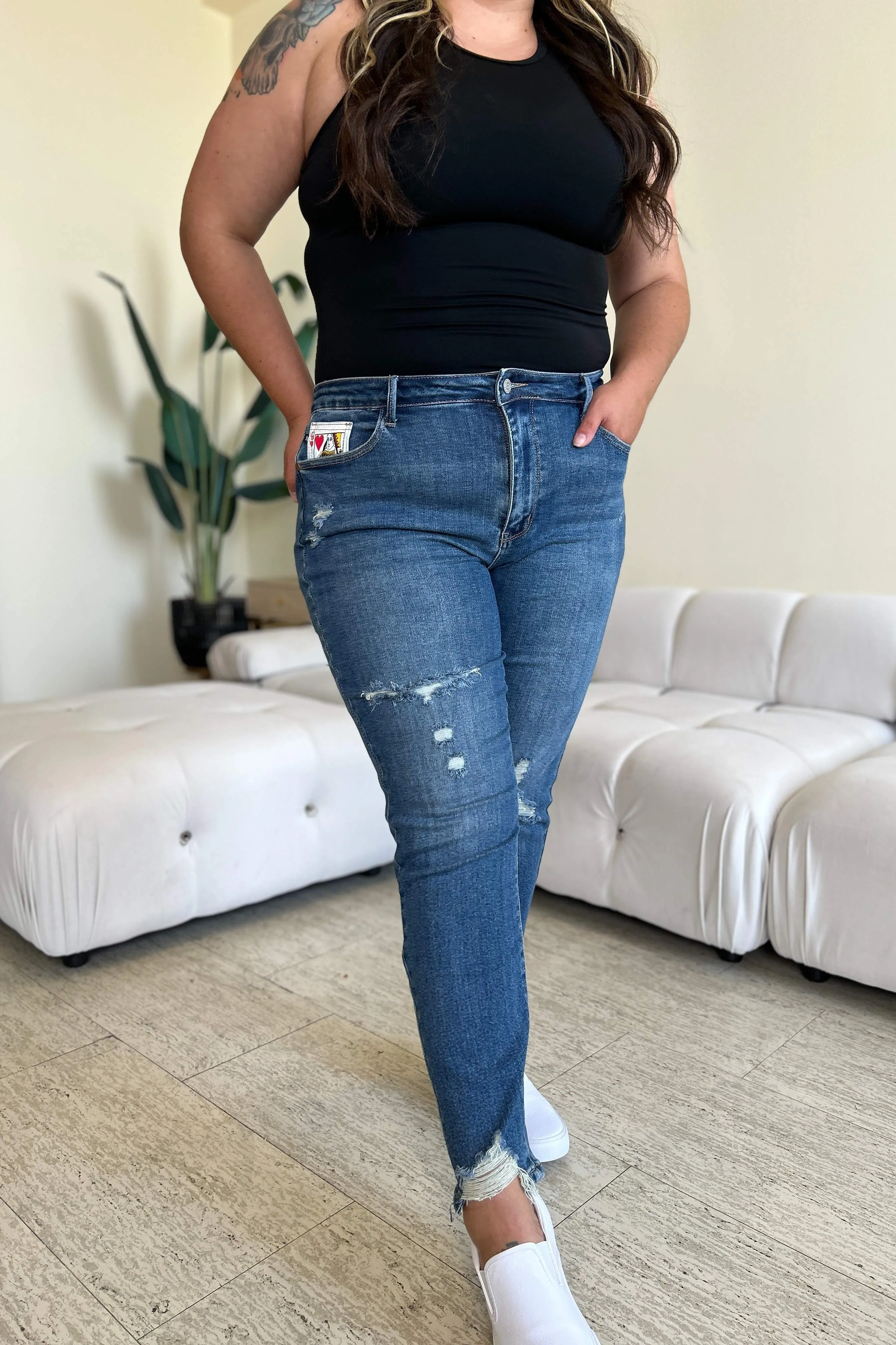 "Queen Of Hearts" Pocket BF Jeans