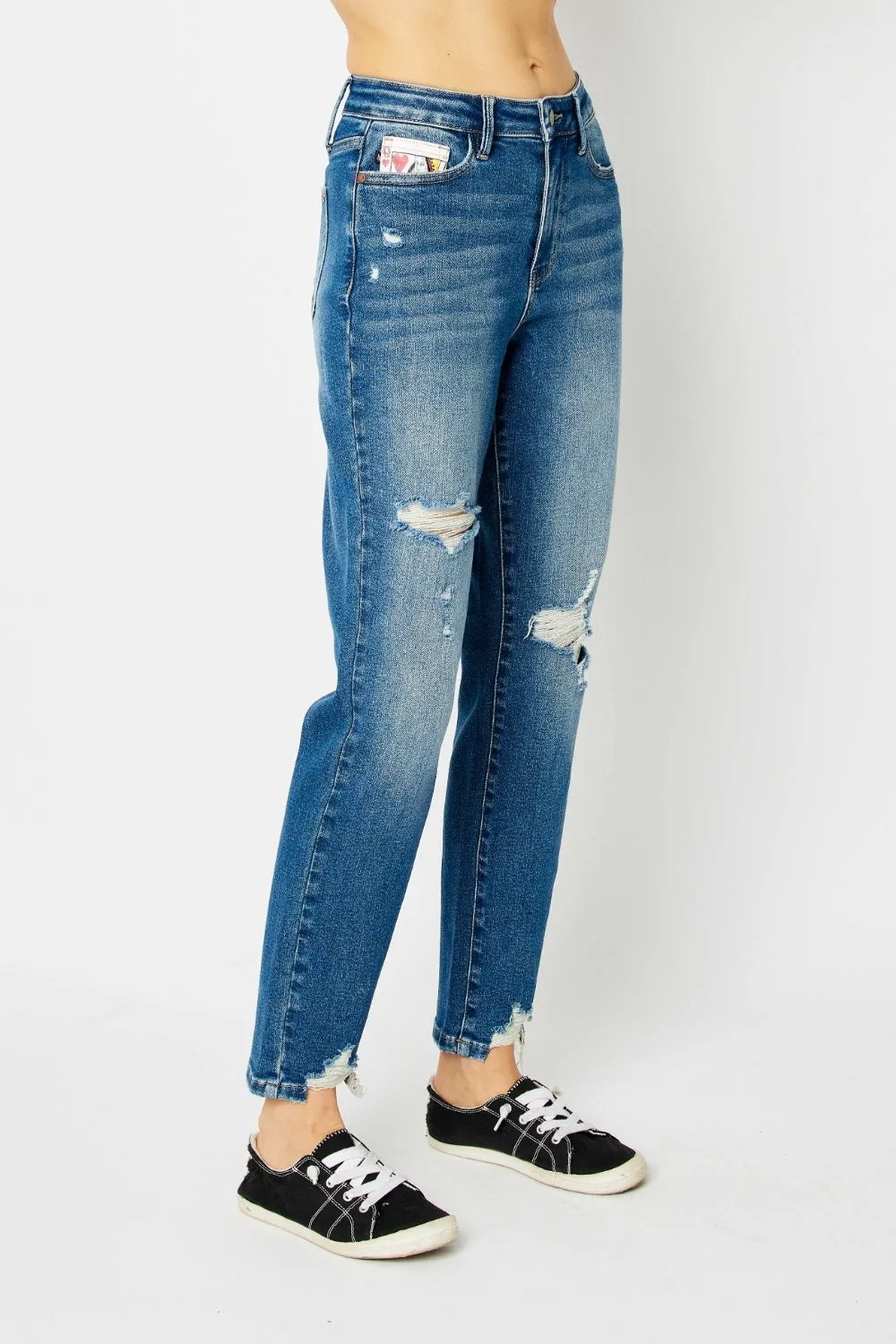 "Queen Of Hearts" Pocket BF Jeans
