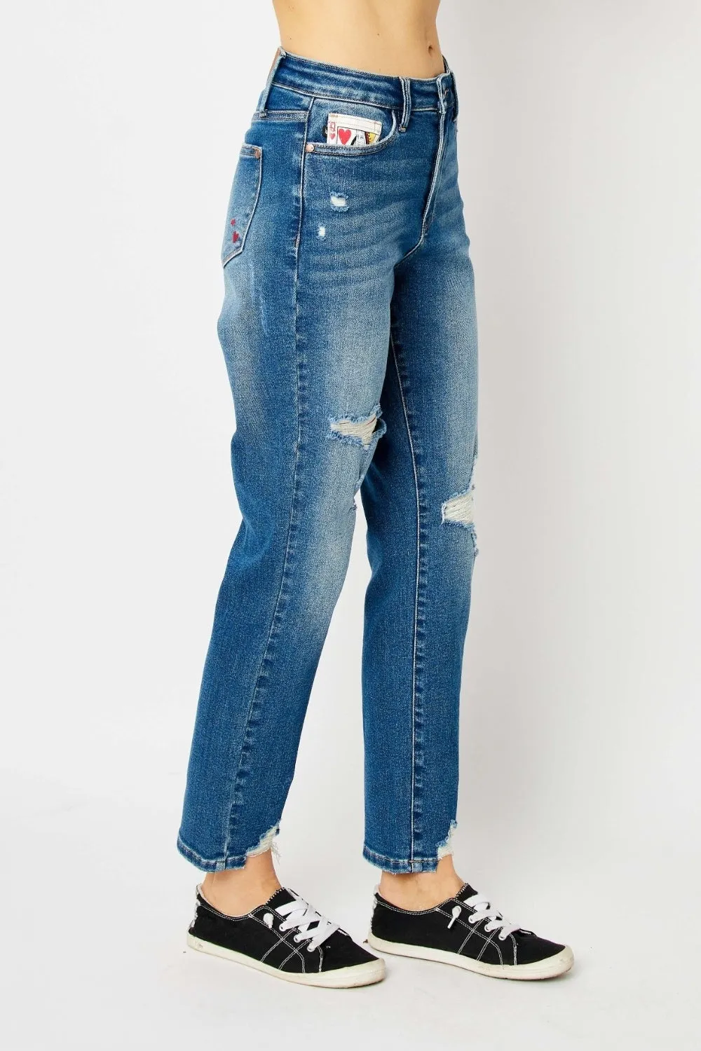 "Queen Of Hearts" Pocket BF Jeans