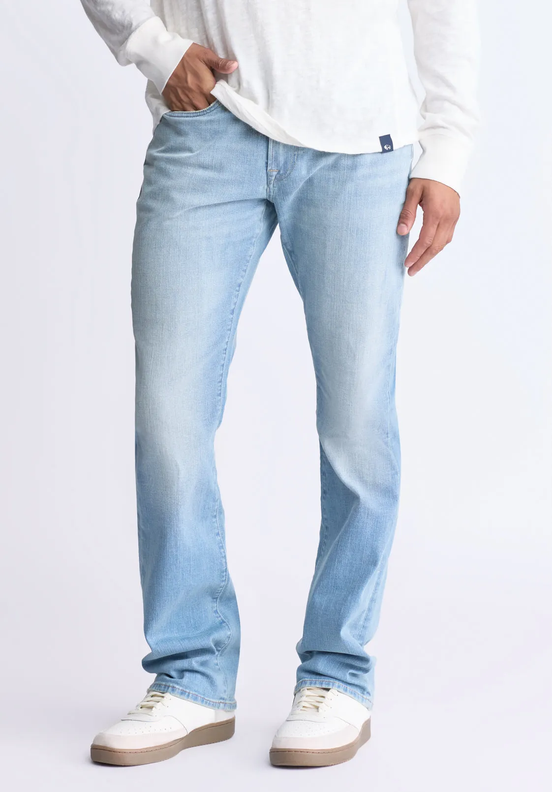 Relaxed Boot Game Men's Vintage Feel Jeans, Light Blue - BM26002