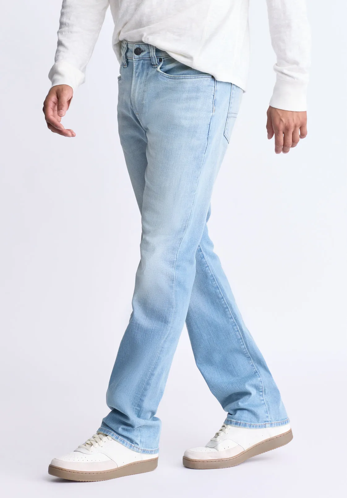 Relaxed Boot Game Men's Vintage Feel Jeans, Light Blue - BM26002