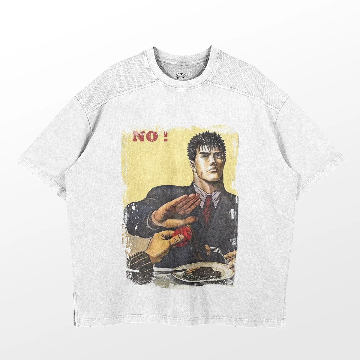 Retro Berserk Parody T-Shirt – Guts-Inspired Vintage Anime Graphic Oversized Tee