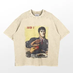 Retro Berserk Parody T-Shirt – Guts-Inspired Vintage Anime Graphic Oversized Tee
