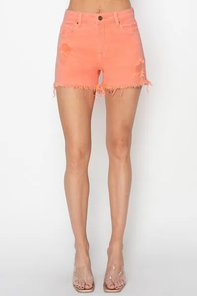 RISEN Full Size High Waist Ripped Denim Shorts