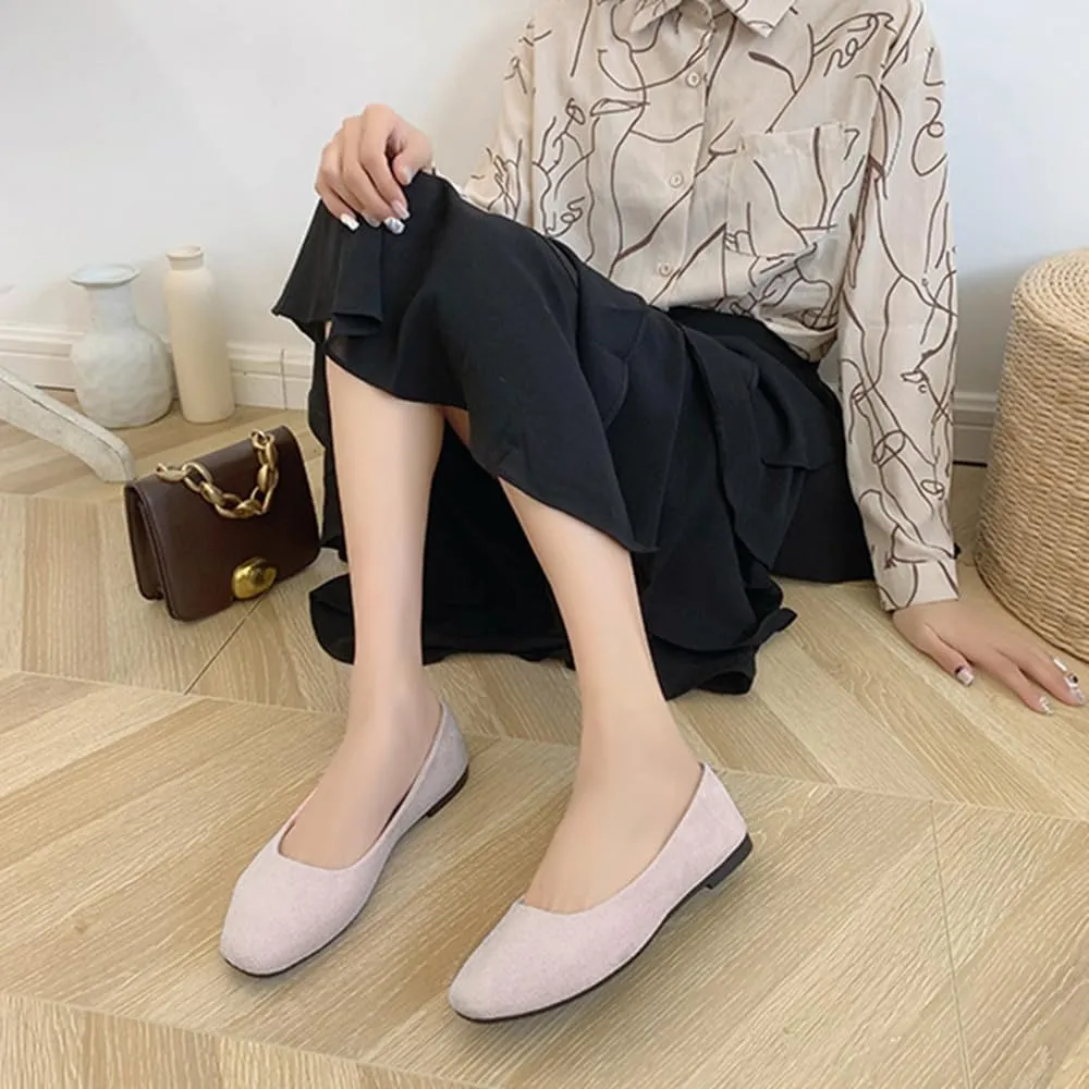Rojeam Womens Flats Shoes Portable Pumps Ballet Flat Slip-on Ballerina Pumps Shoes Ladies Loafers