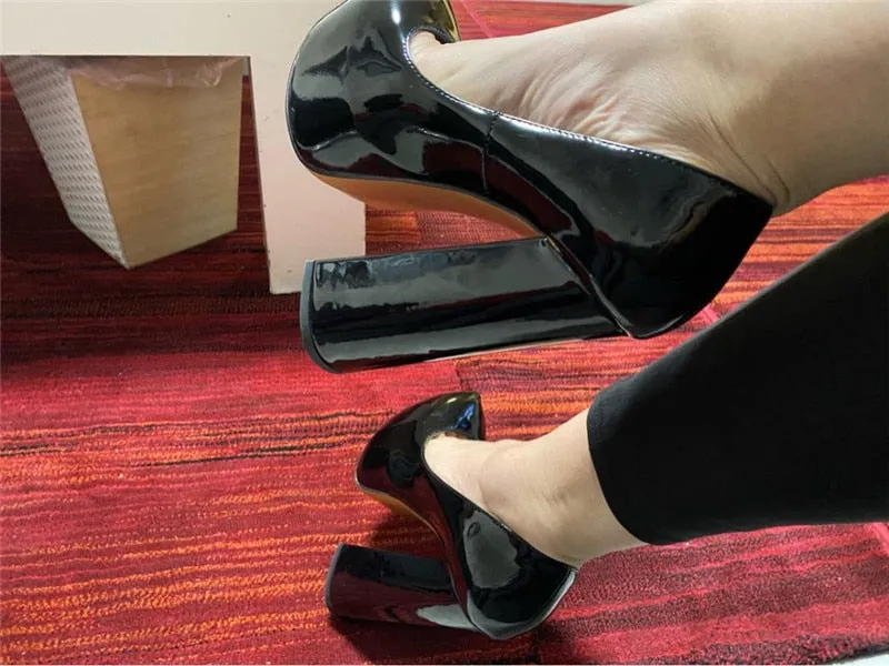 Round Toe Platform 15CM~16CM Chunky High Heels