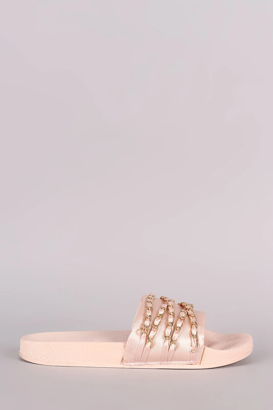 Satin Chain Links Slide Sandal