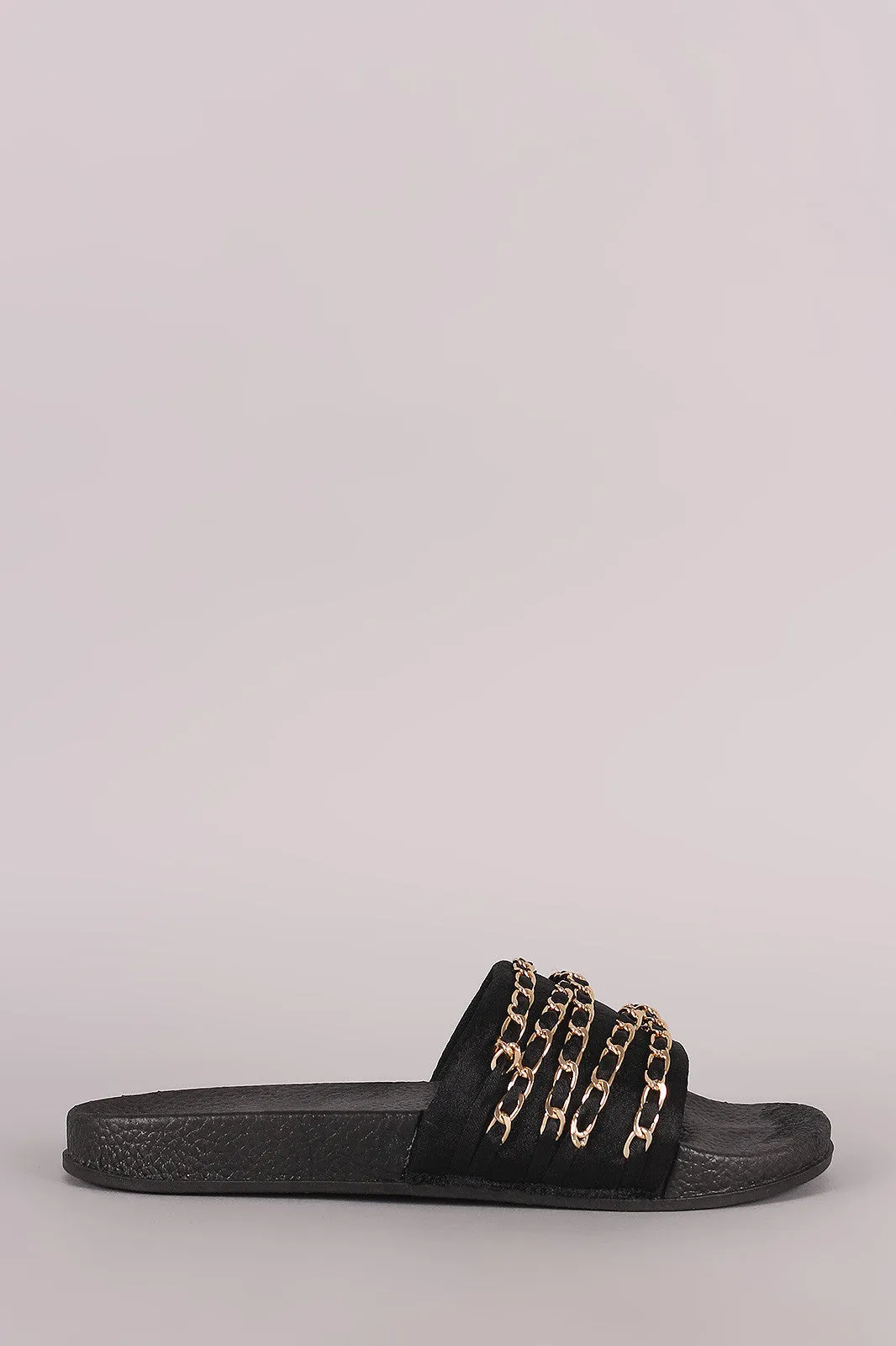 Satin Chain Links Slide Sandal