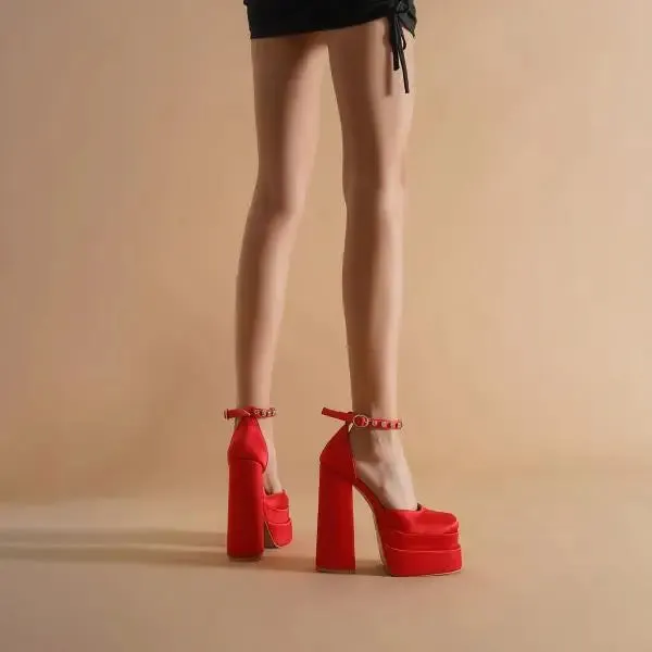SATIN PLATFORM HEELS