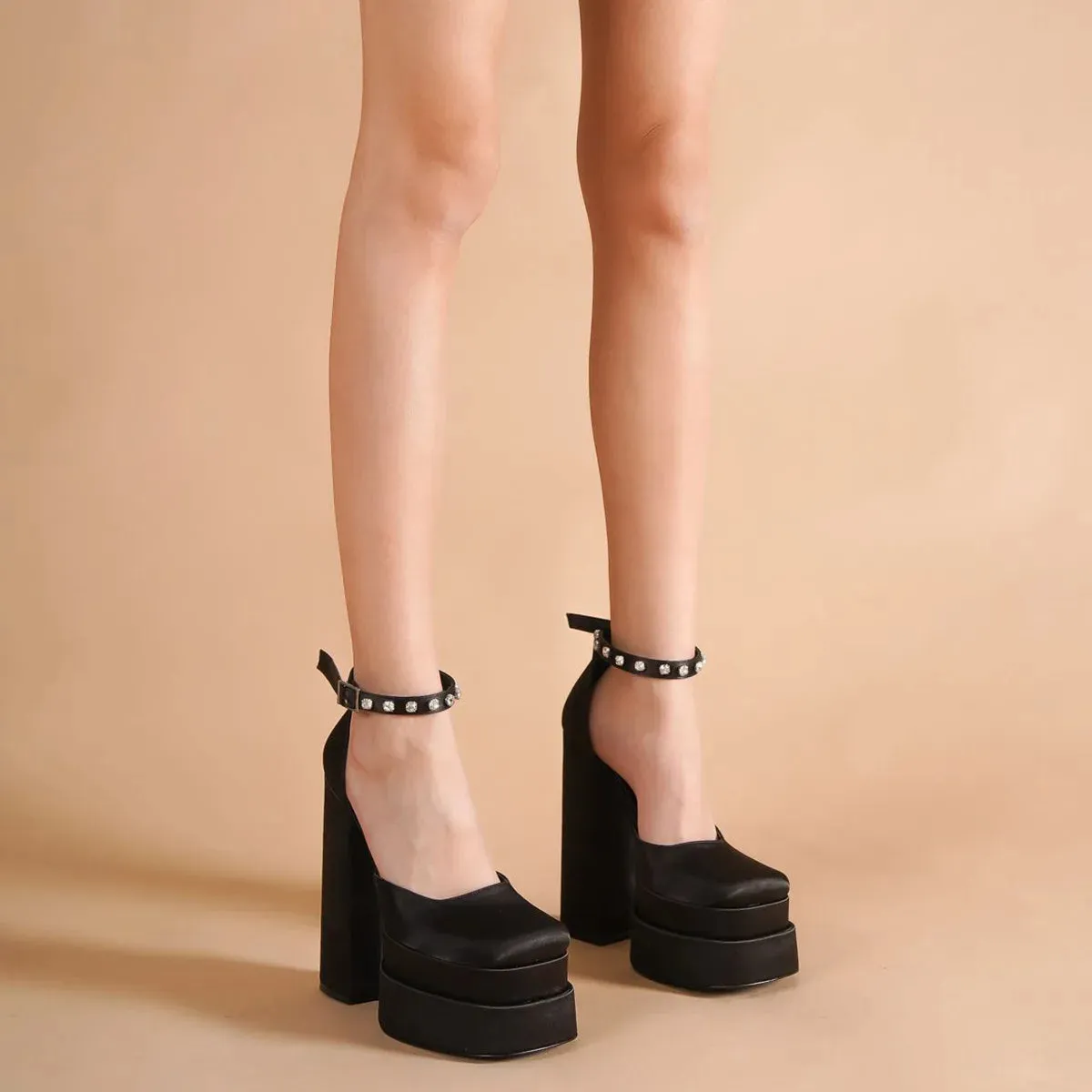 SATIN PLATFORM HEELS