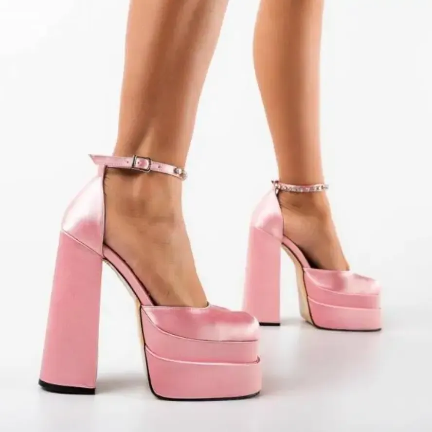 SATIN PLATFORM HEELS