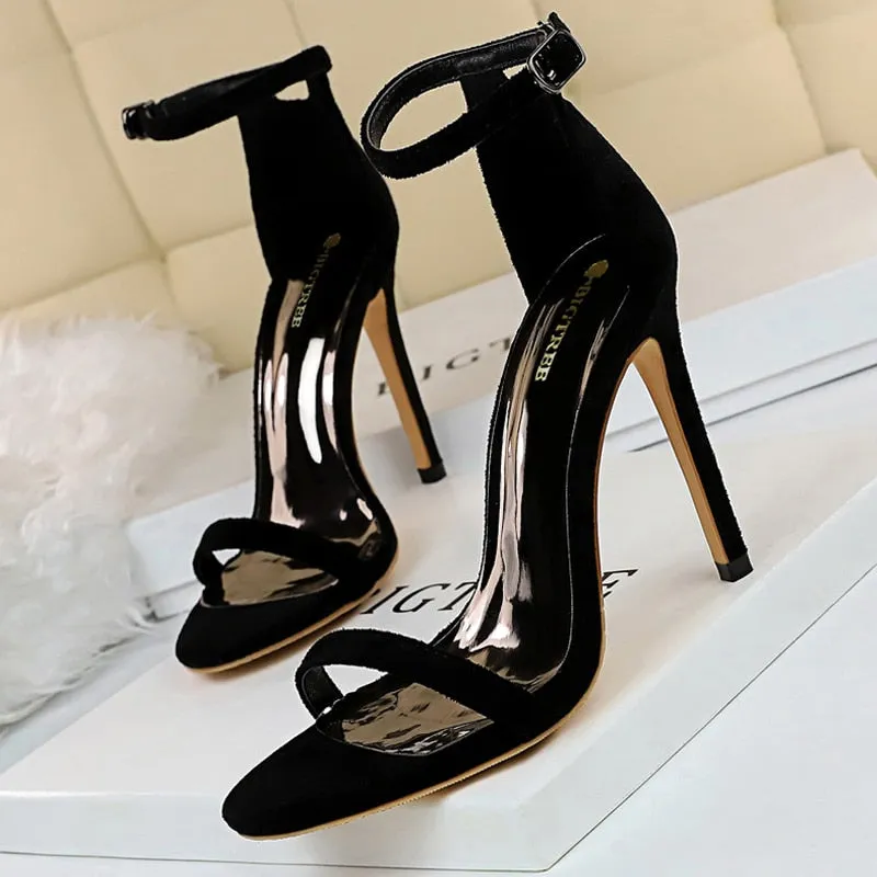 Shoes Super High Heels Suede Women Heels Open Toe Woman Pumps