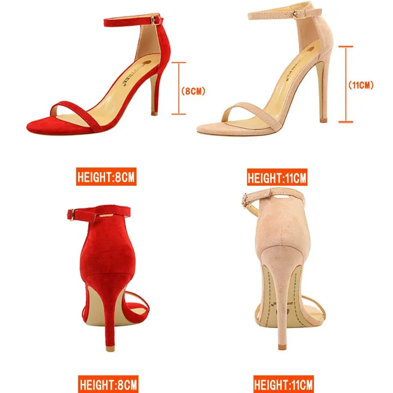 Shoes Super High Heels Suede Women Heels Open Toe Woman Pumps