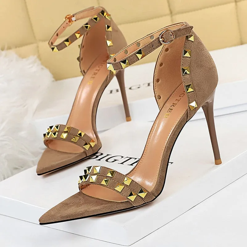 Shoes Super High Heels Suede Women Heels Open Toe Woman Pumps