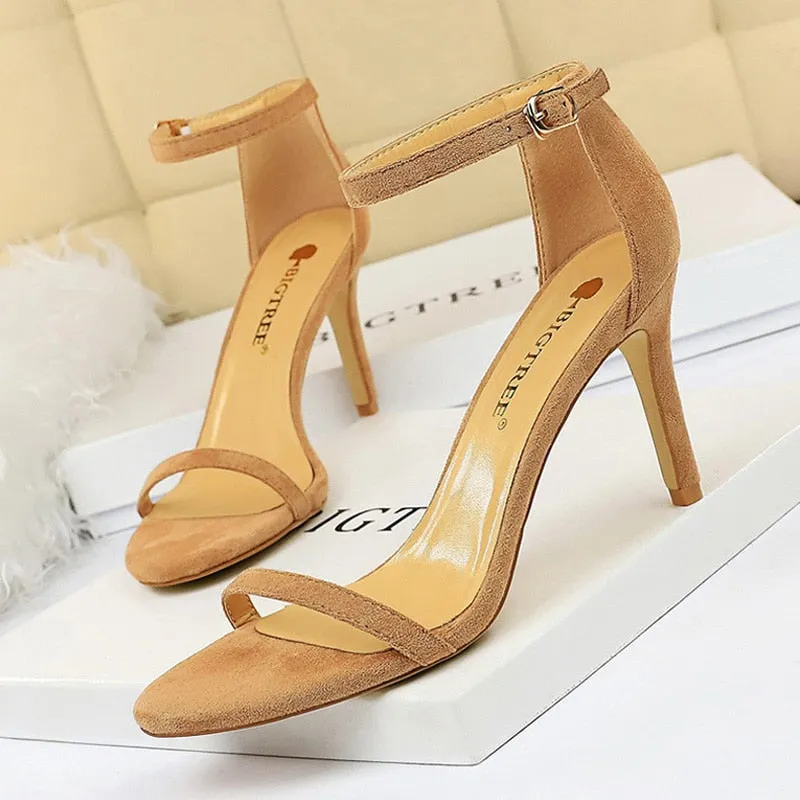 Shoes Super High Heels Suede Women Heels Open Toe Woman Pumps