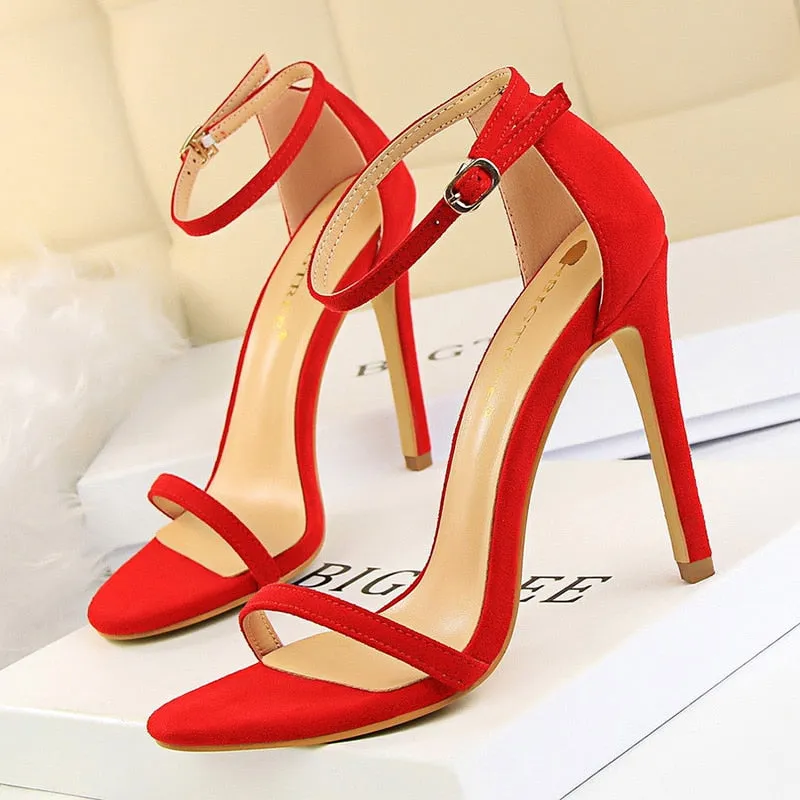Shoes Super High Heels Suede Women Heels Open Toe Woman Pumps