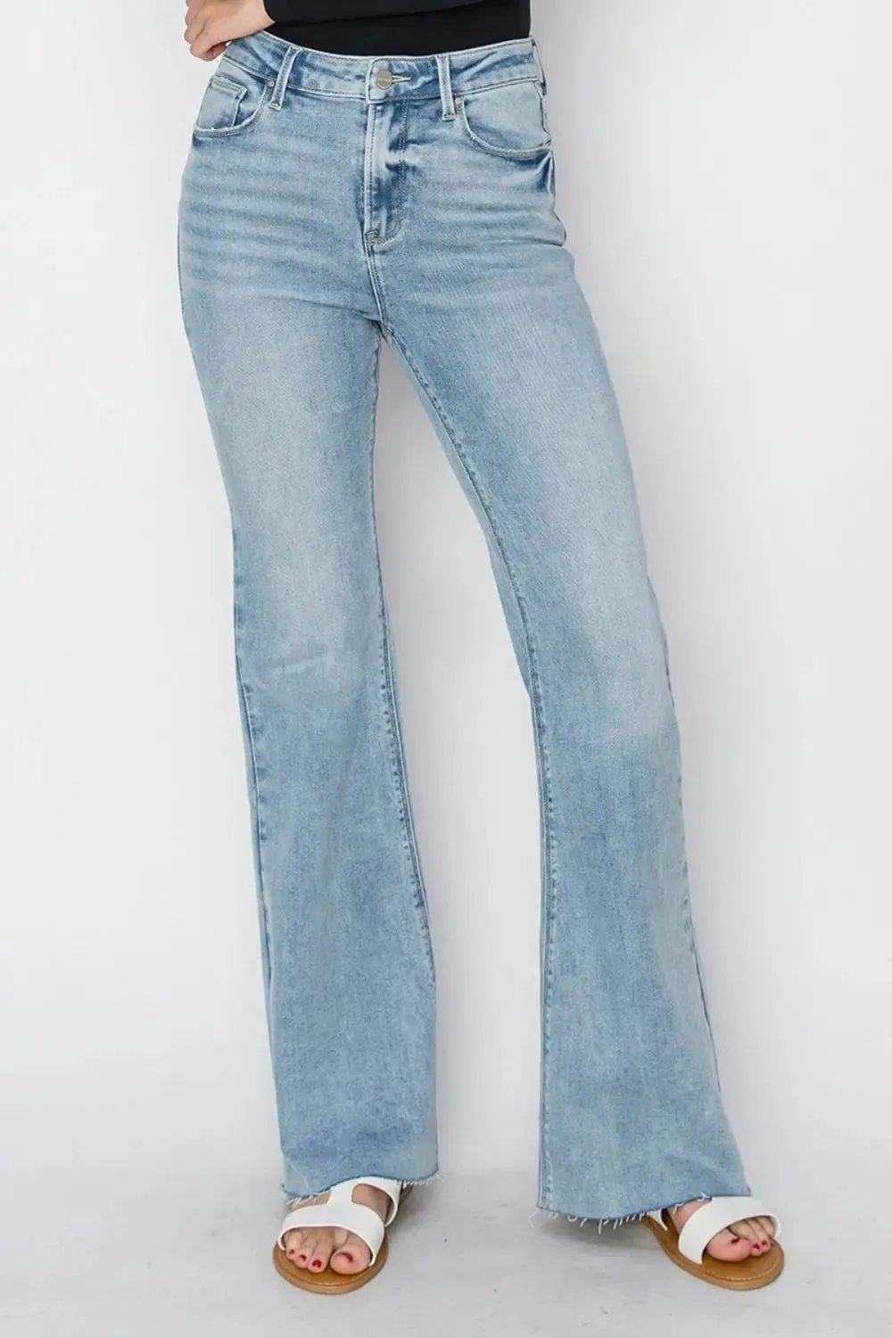 Sloan RISEN Size Inclusive High Rise Raw Cut Hem Bootcut Jeans