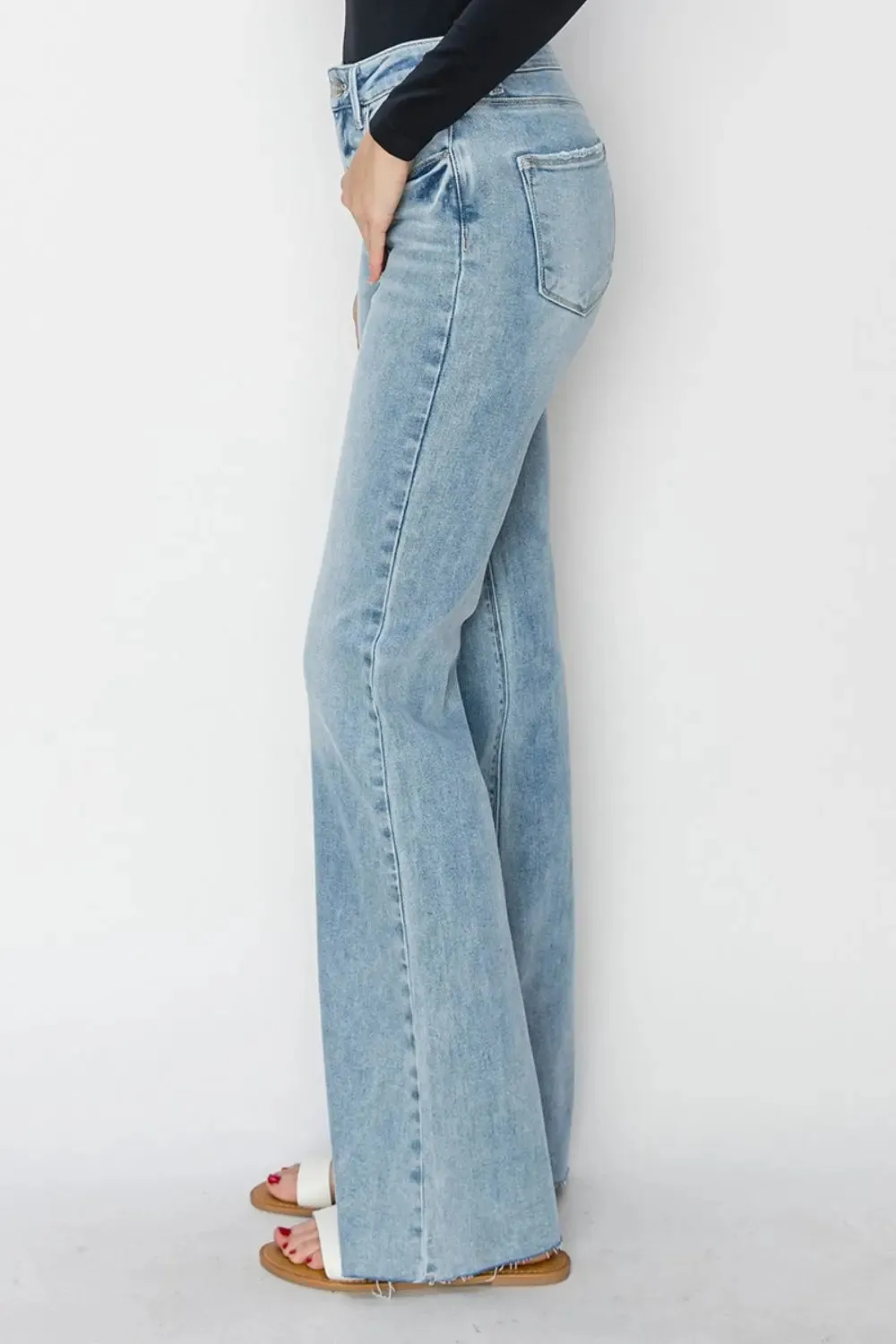 Sloan RISEN Size Inclusive High Rise Raw Cut Hem Bootcut Jeans