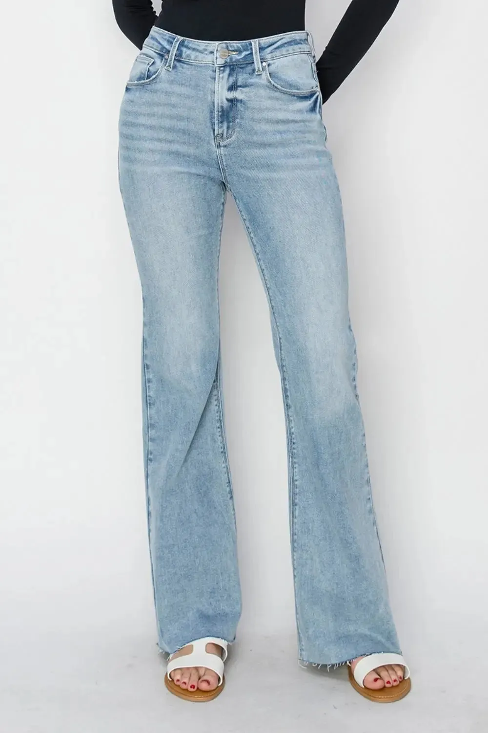 Sloan RISEN Size Inclusive High Rise Raw Cut Hem Bootcut Jeans