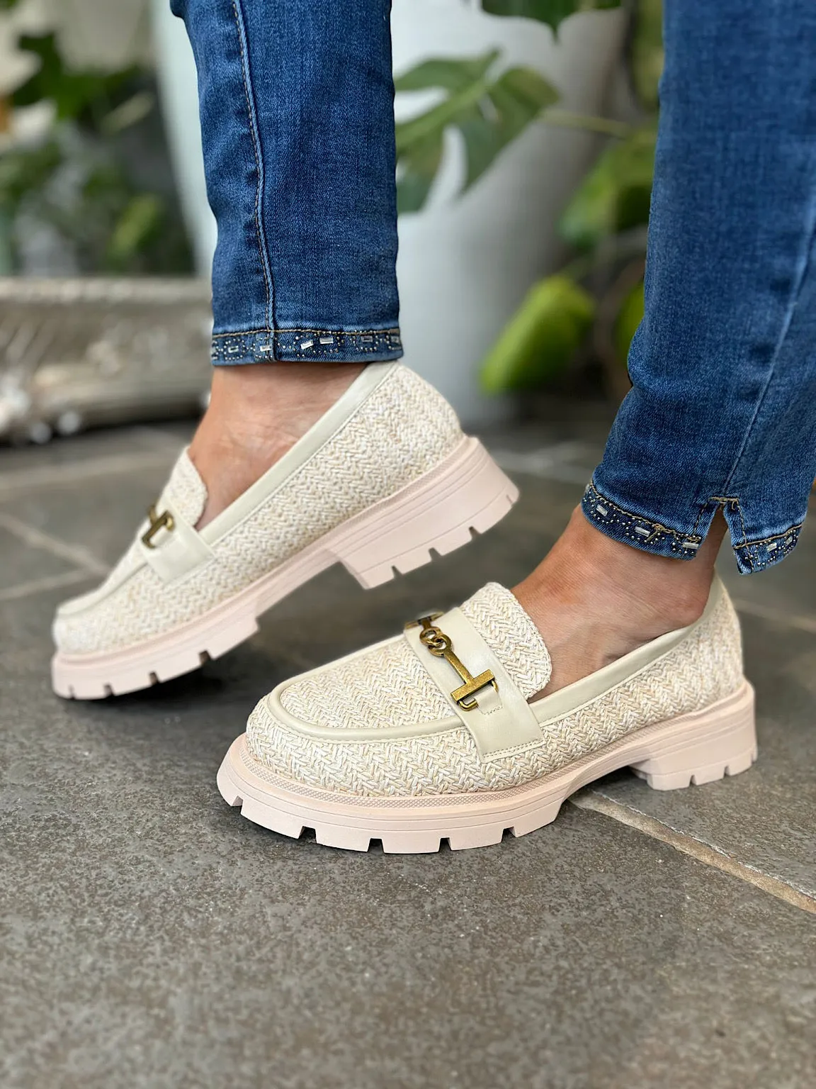 Stone Weaved Chain Loafer