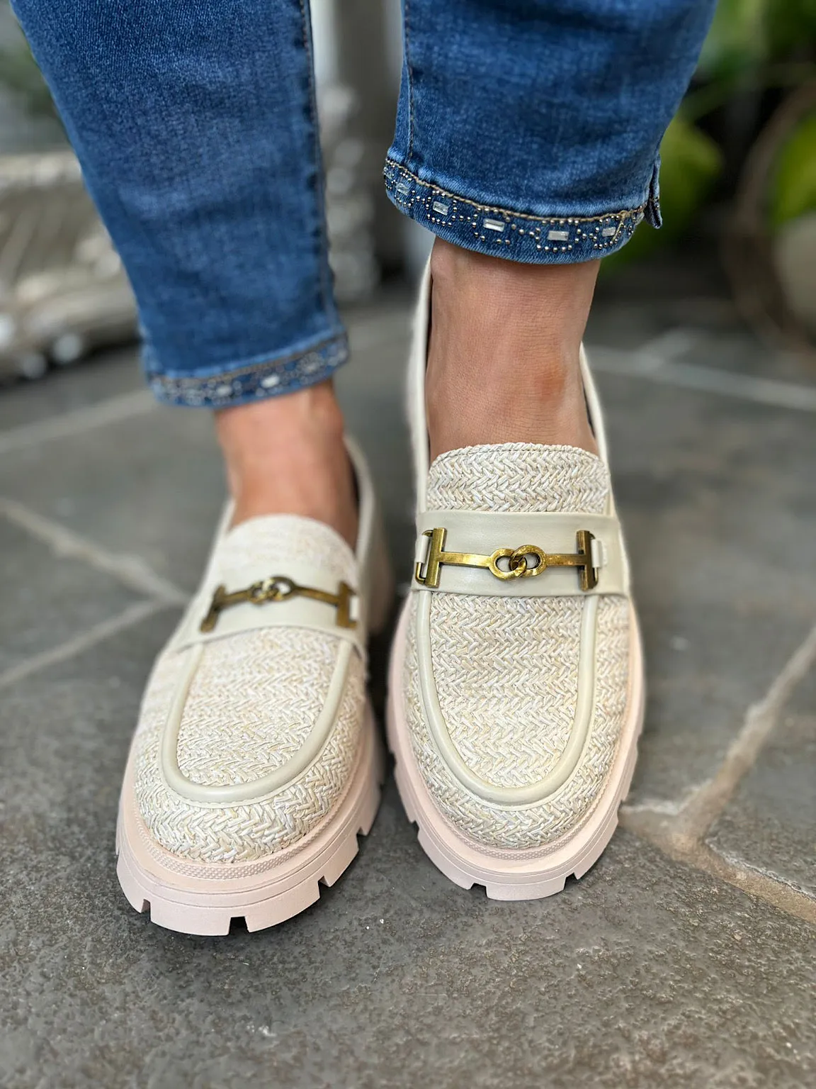 Stone Weaved Chain Loafer