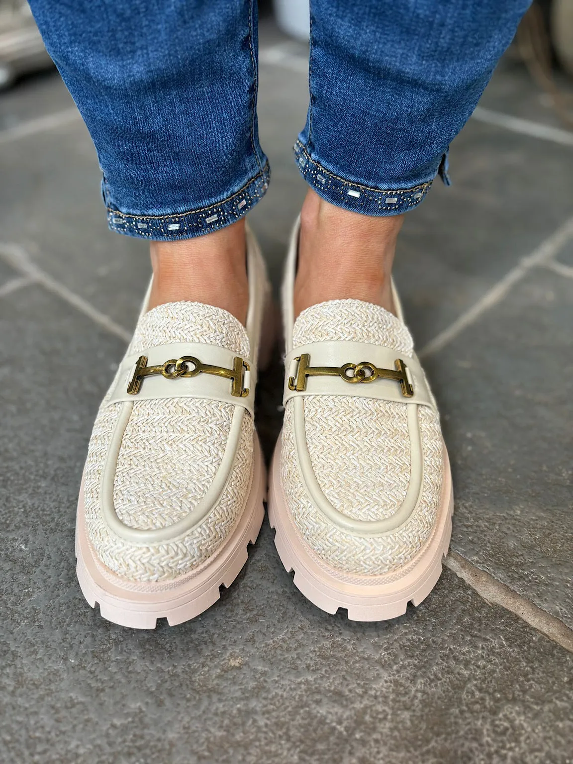 Stone Weaved Chain Loafer