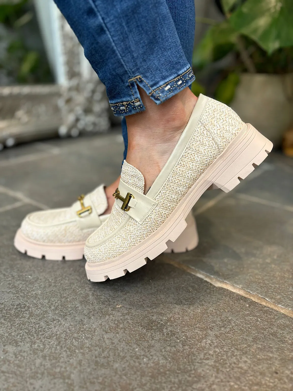 Stone Weaved Chain Loafer