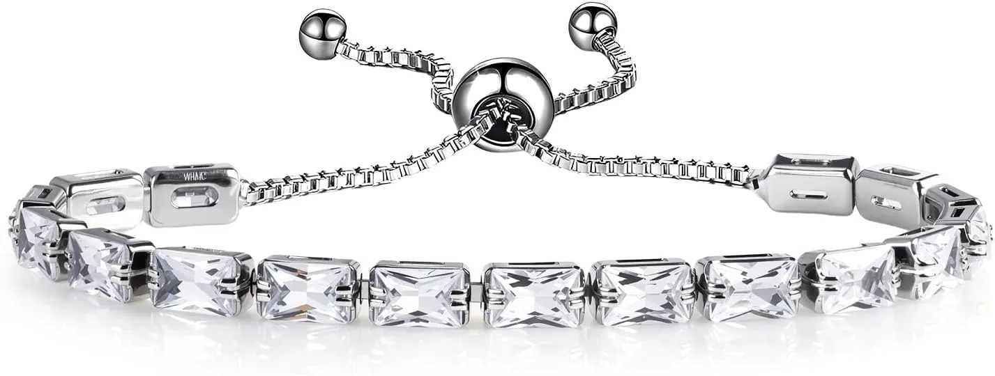 Stylish Cubic Zirconia Tennis Bracelet - Adjustable Tennis Bracelet for Women, Luxurious Bracelet Perfect for Everyday Wear