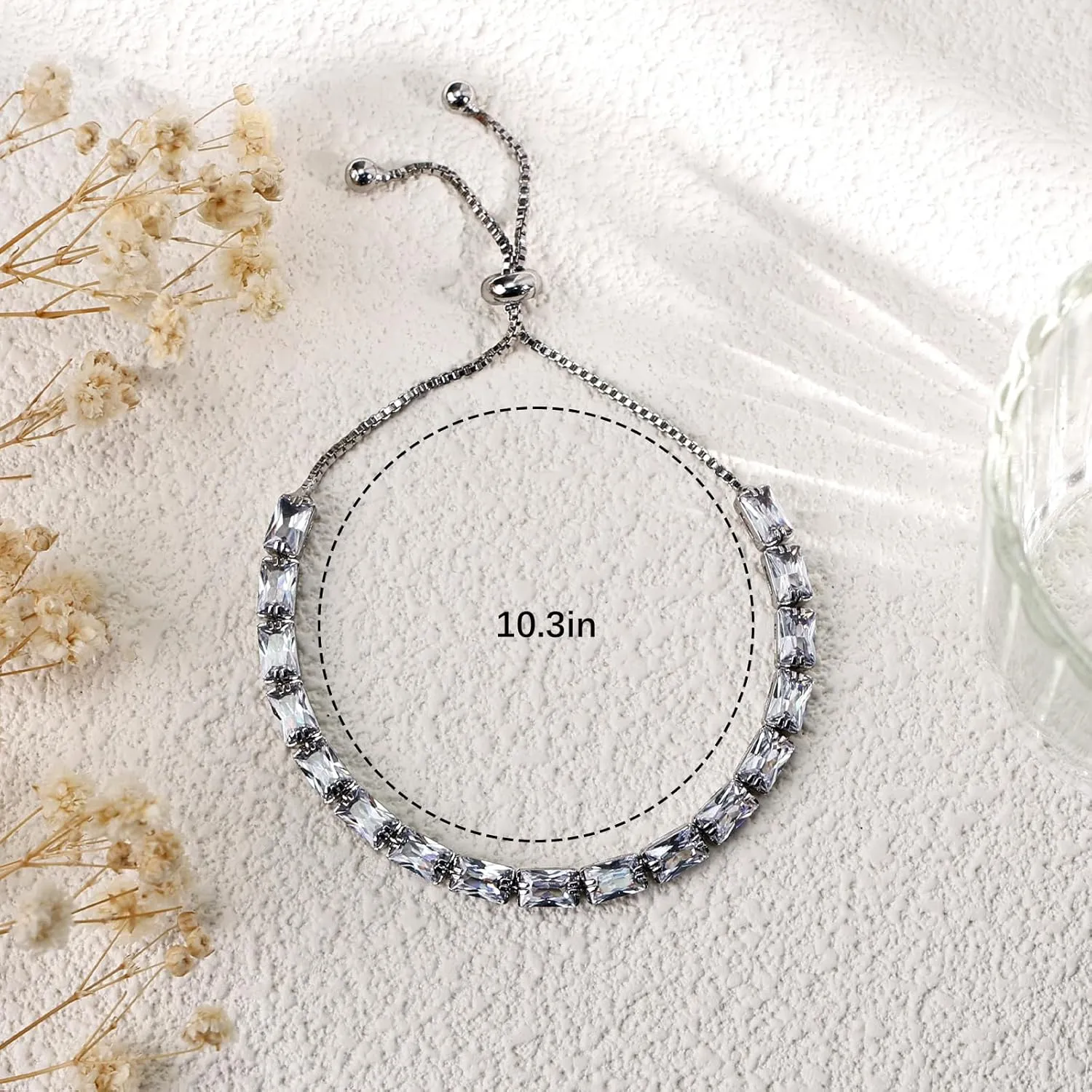 Stylish Cubic Zirconia Tennis Bracelet - Adjustable Tennis Bracelet for Women, Luxurious Bracelet Perfect for Everyday Wear