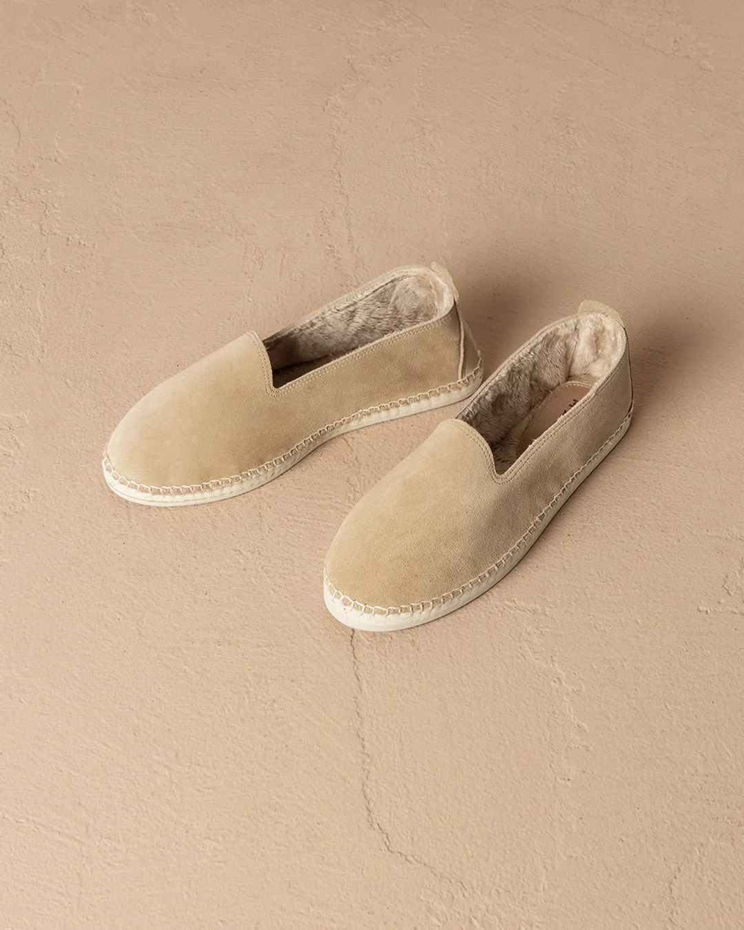 Suede With Faux Fur Flat Espadrilles - K11NF - Cortina Champagne Beige