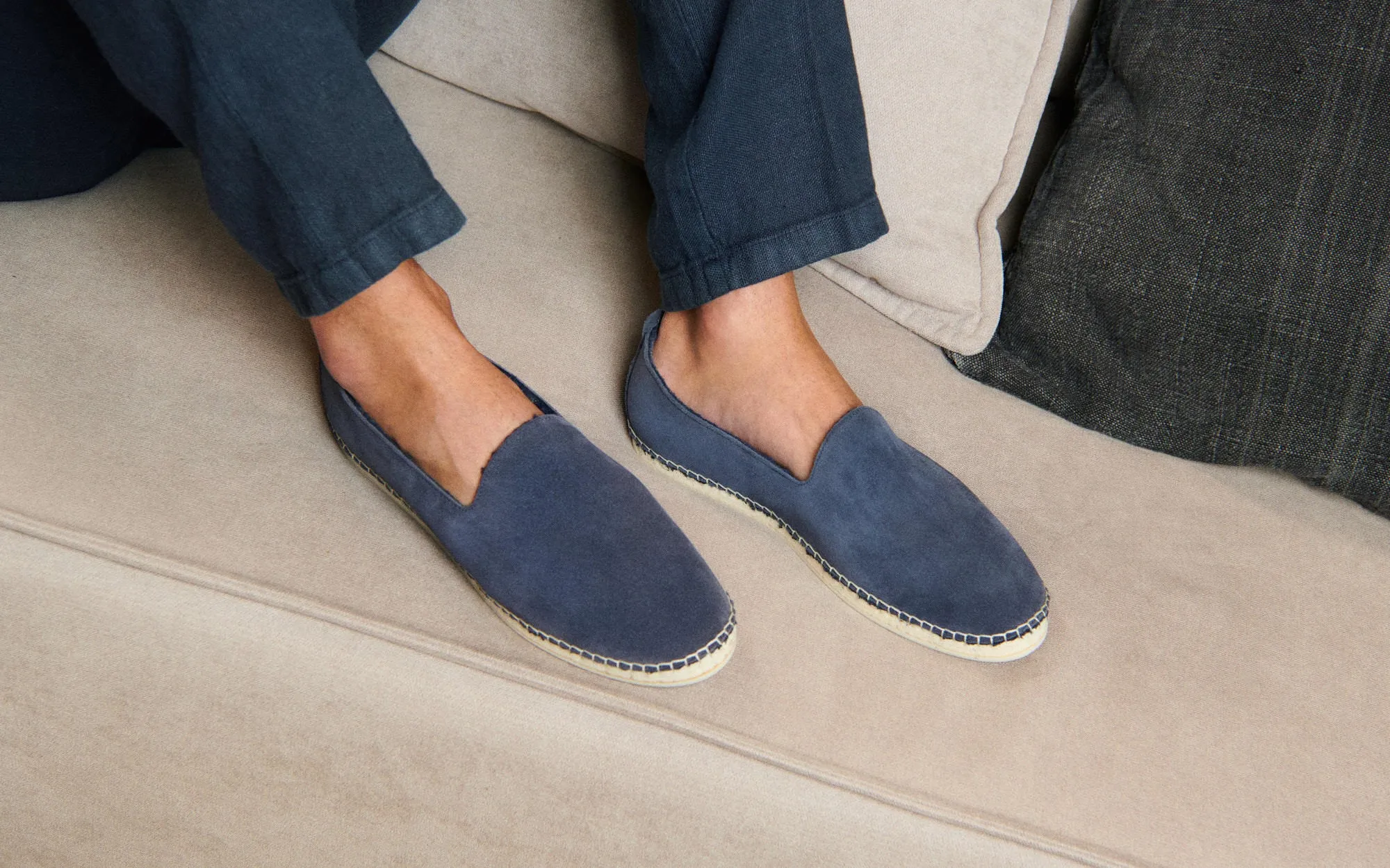 Suede With Faux Fur Flat Espadrilles - K15CF - Cortina Patriot Blue