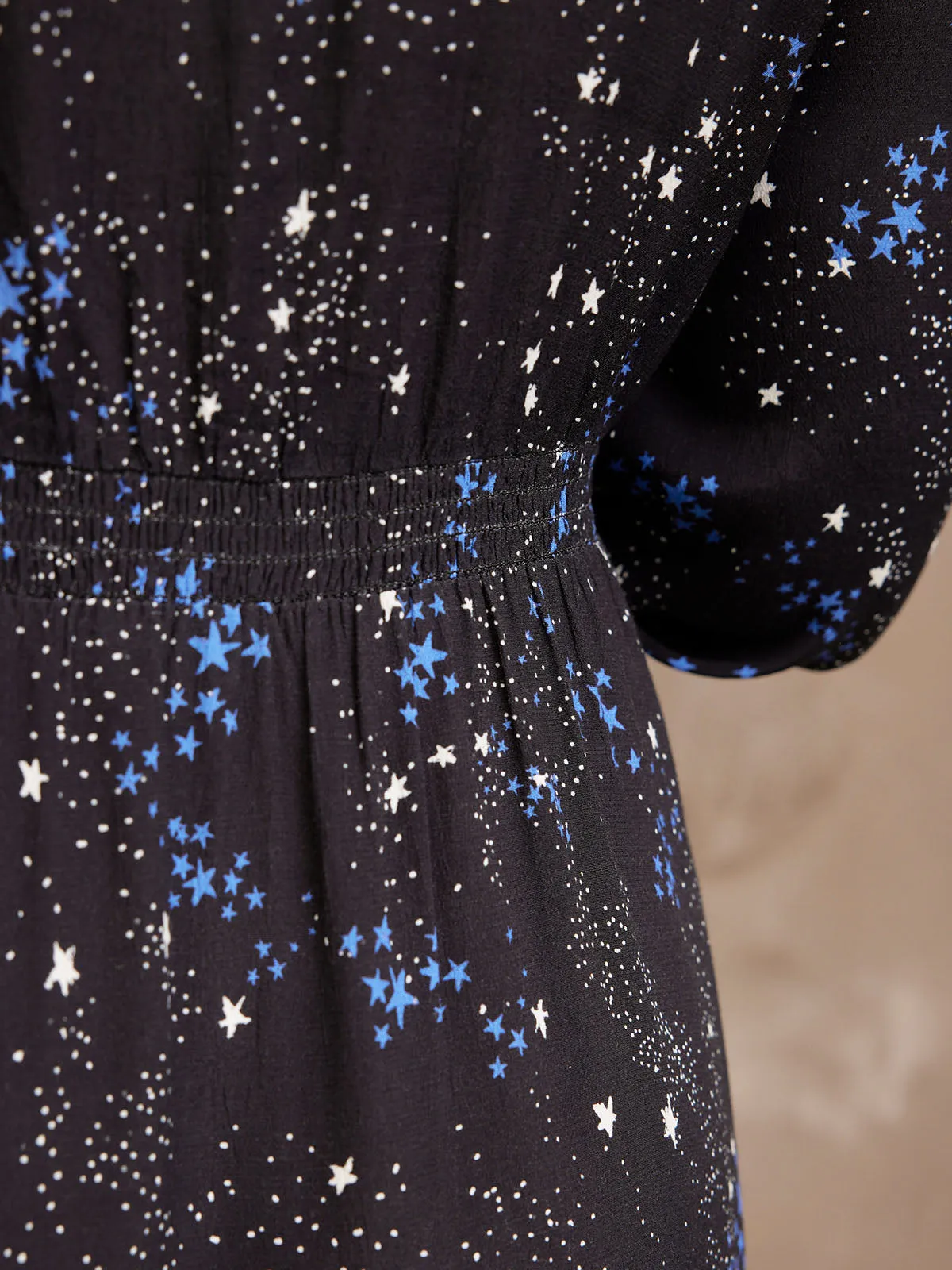 Susanne - V Neck Button Dress - Star Print