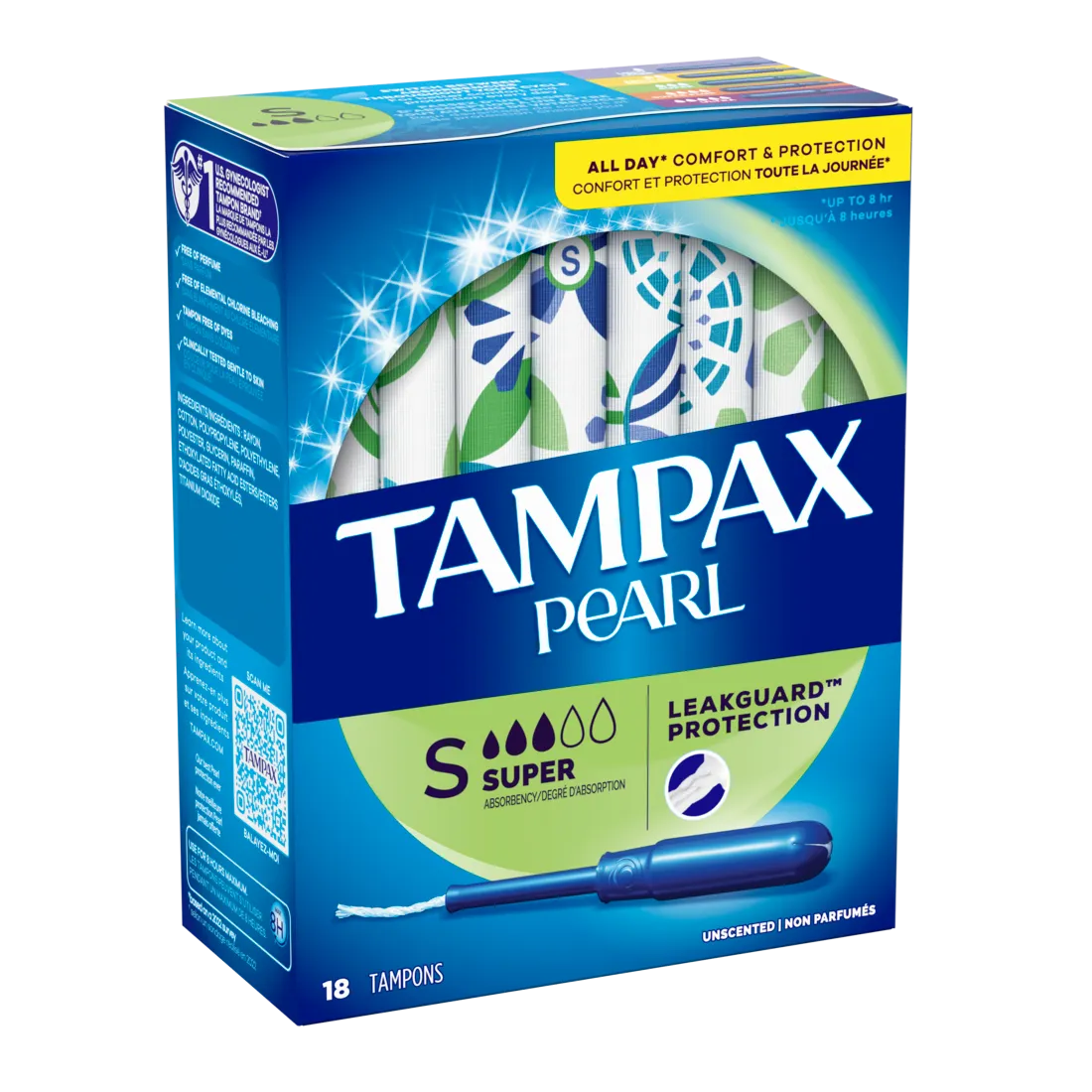 Tampax Pearl Tampons Super Unscented - 18 ct.