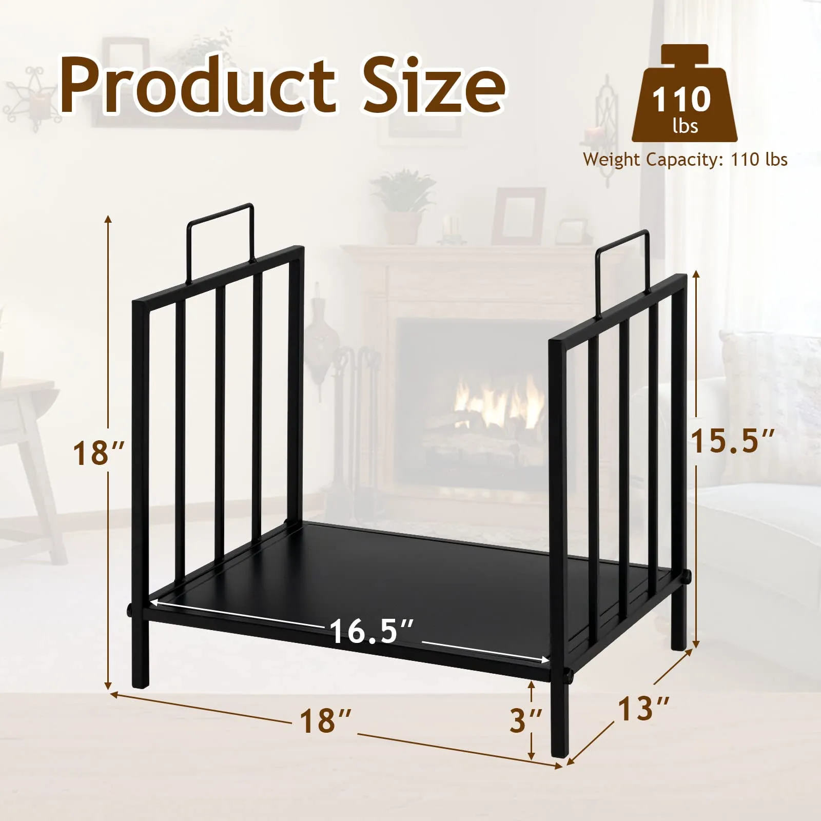 Tangkula Firewood Rack, Heavy Duty Logs Stand Stacker with Convenient Side Handle