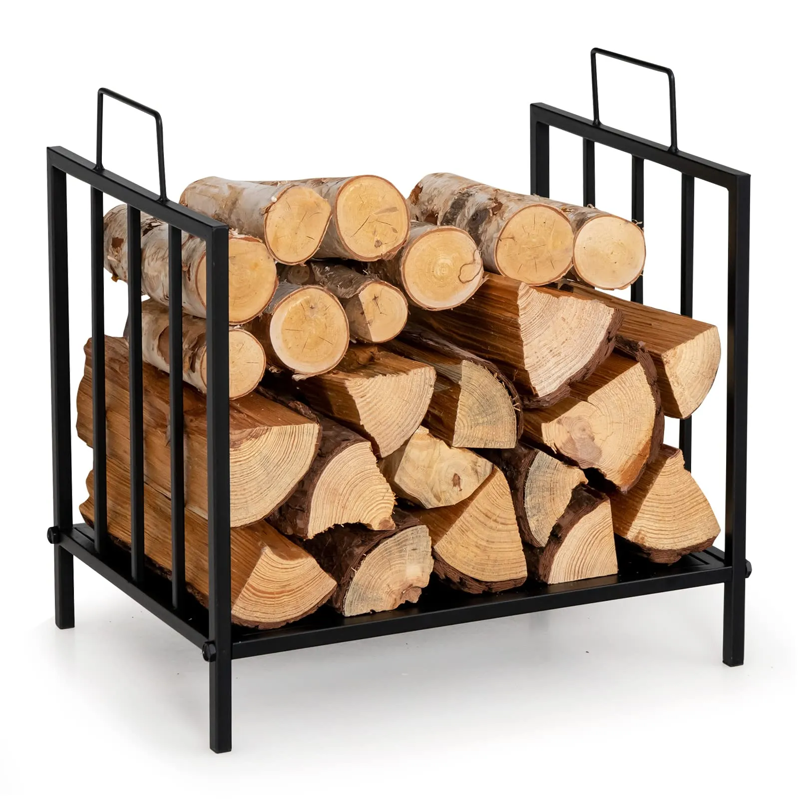 Tangkula Firewood Rack, Heavy Duty Logs Stand Stacker with Convenient Side Handle