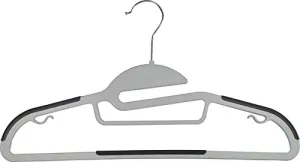 The Great American Hanger Company Grey Slim Line Clothes Hangers with Easy-On S Notch Design and Non-Slip Pads, Box of 100 Sturdy and Flexible Hangers with Swivel Hook, Tie Bar, and Strap Hooks