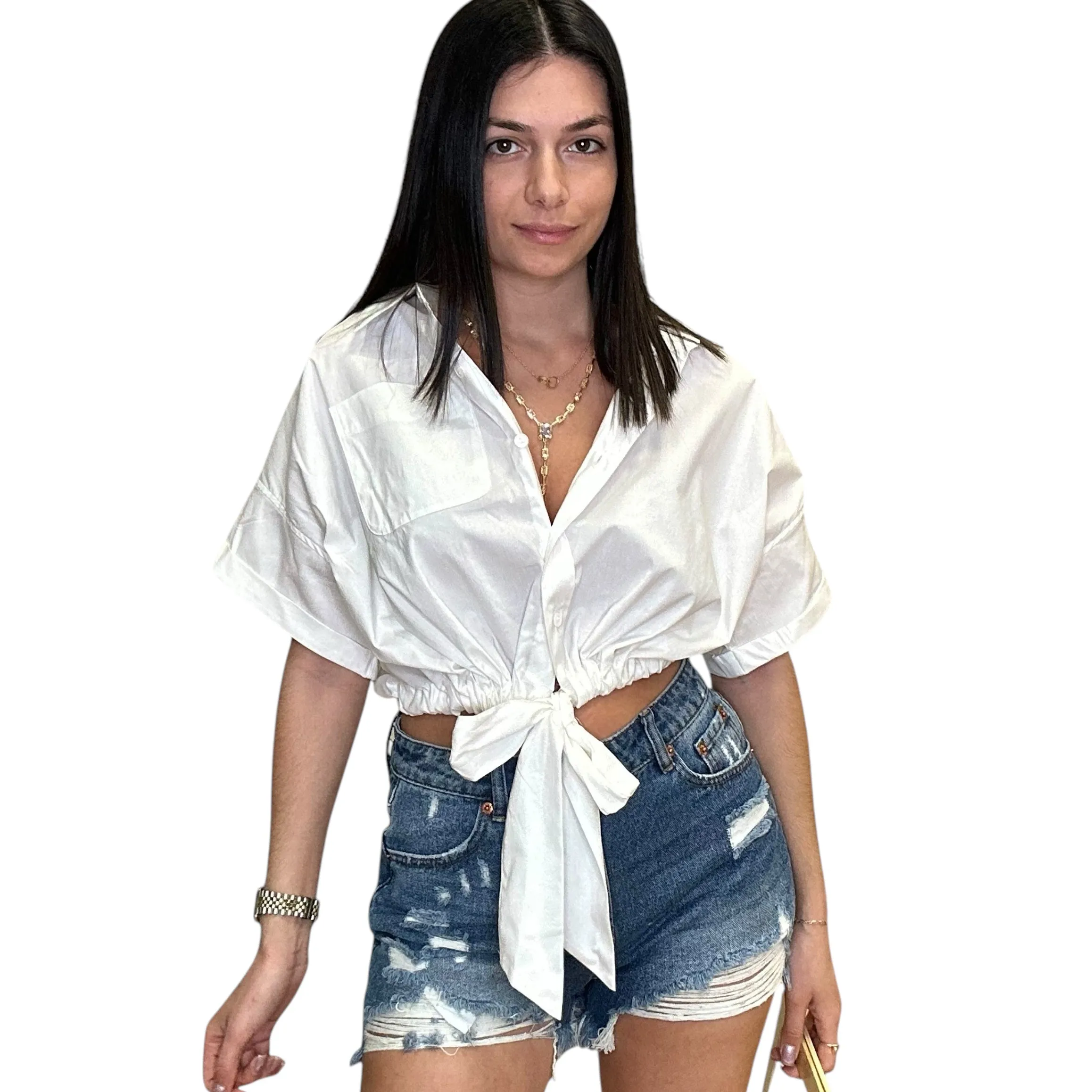 Tie Waist Button Down Top