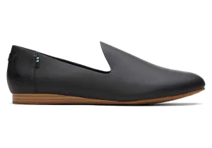 TOMS Womens Darcy Leather Flats - Black